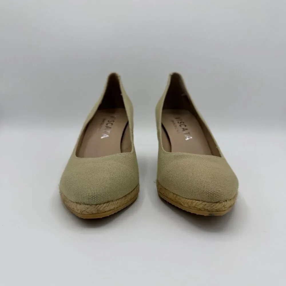Viscata Barcelona Sand Roses Canvas Wedge Espadrilles Size EU 39 / US 8